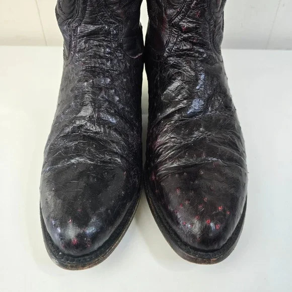 Dan Post Mens Full Quill Ostrich Western Cowboy Boots 11 D Black Cherry Mexico